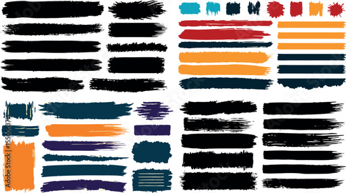 set of colorful paint brush strokes. grunge strocke vector template