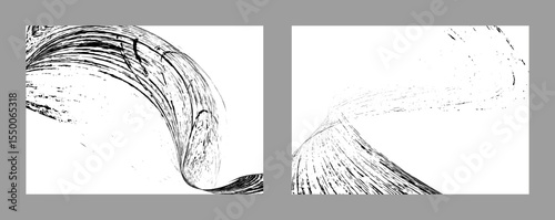 Strokes of black paint on a white background. Set of two templates. Graffiti element. Design template for the design of banners, posters, booklets, covers, magazines. EPS 10