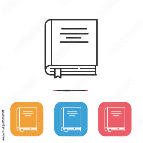 Book icon in flat style with colored backgrounds  