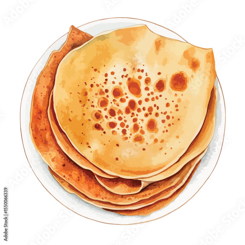 watercolor illustration of Injera clipart isolated