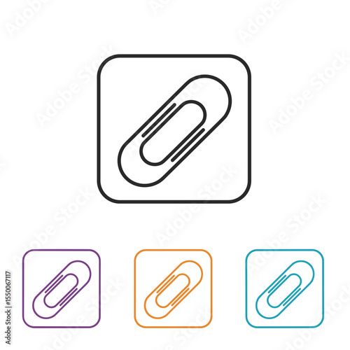 Paperclip icon in colorful variations on white background  