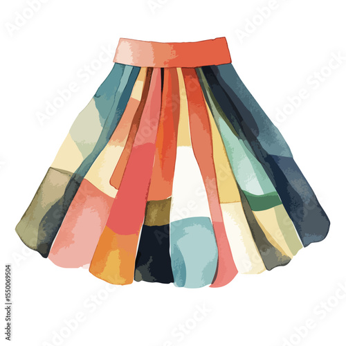 watercolor illustration of Skirt isolated