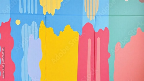 Vibrant Abstract Mural Art Colorful Shapes and Fluid Designs on a Wall