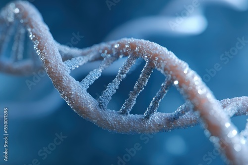 72. DNA double helix model glowing against a futuristic blue background