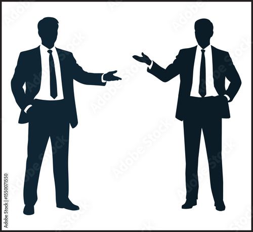 Business Men Presenting Gesture Silhouette Collection - Professional Executives Demonstration Icons Set