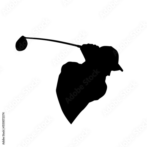 Golf player, isolated vector silhouette. Golf swing