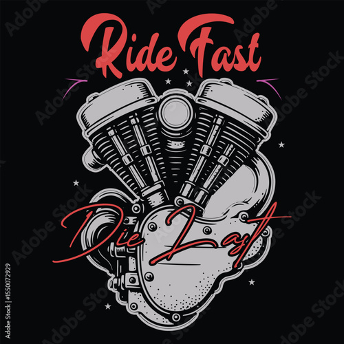 Vintage Motorcycle T-Shirt Design – Ride Free Artwork