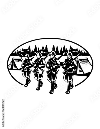 An army of people who are parade.