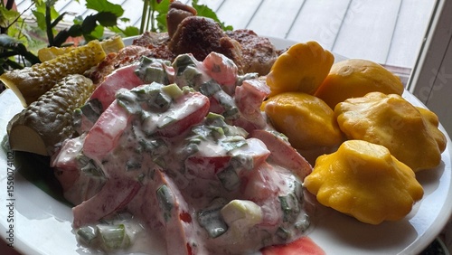 lamb chops and vegetables