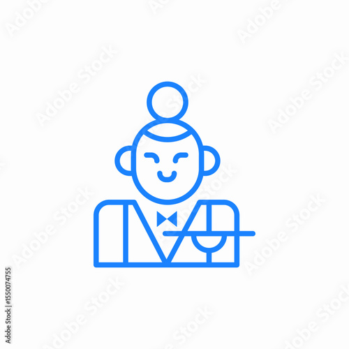 asian waiter icon sign vector