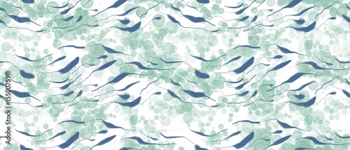 Seamless abstract textured pattern. Simple background with green, blue, white texture. Digital brush strokes. Lines. Design for textile fabrics, wrapping paper, background, wallpaper, cover.