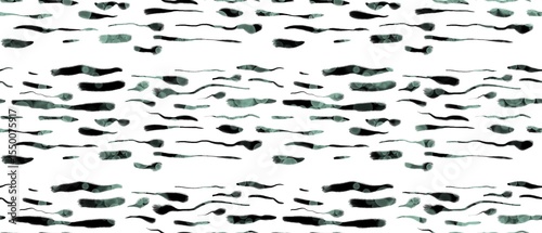 Seamless abstract textured pattern. Simple background with black, blue, white texture. Digital brush strokes. Lines. Design for textile fabrics, wrapping paper, background, wallpaper, cover.