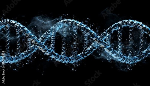 Animated dna double helix structure on a black background. Science and medical concept.