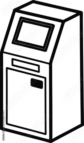 atm machine icon line art vector illustration on transparent background	
