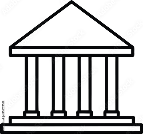 bank building icon line art vector illustration on transparent background	
