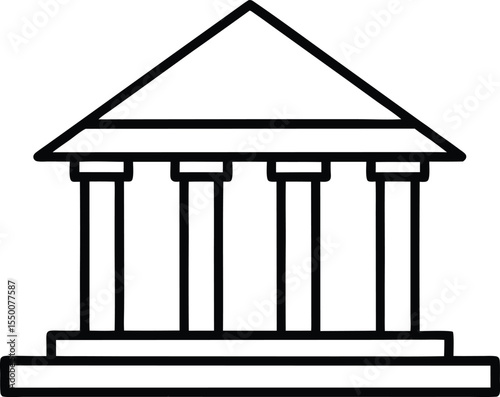 bank building icon line art vector illustration on transparent background	

