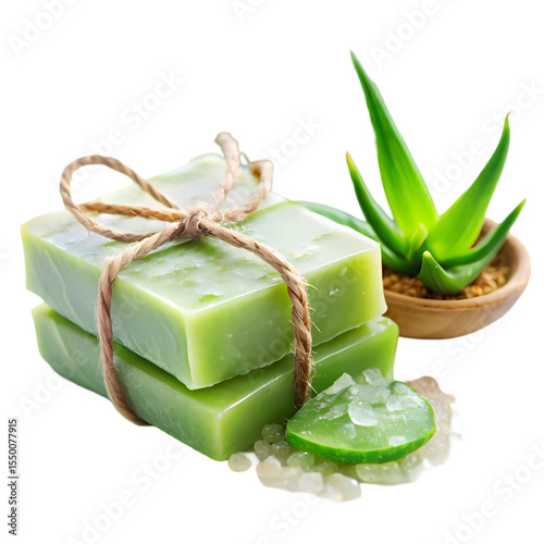Aloe Vera Soap Natural Cleansing isolated on transparent bacckground