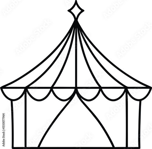 carnival tent icon line art vector illustration on transparent background	
