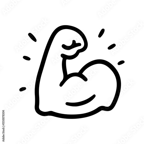  Simple Muscle Arm icon symbolizing strength, fitness, and power. Perfect for gym apps, health blogs. Vector illustration.