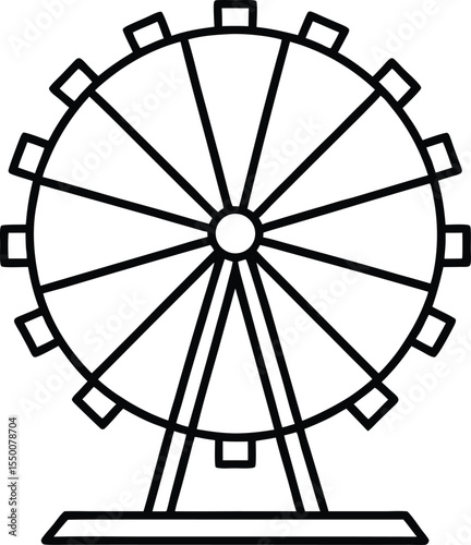 ferris wheel icon line art vector illustration on transparent background	
