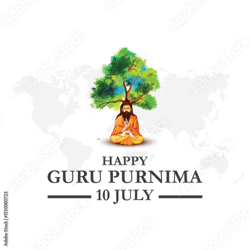 Guru Purnima (Poornima). Creative vector Illustration for the Day Of Honoring Celebration Guru Purnima.	