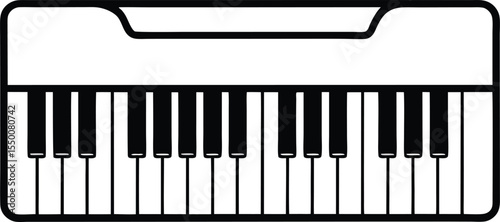 piano keyboard icon line art vector illustration on transparent background	

