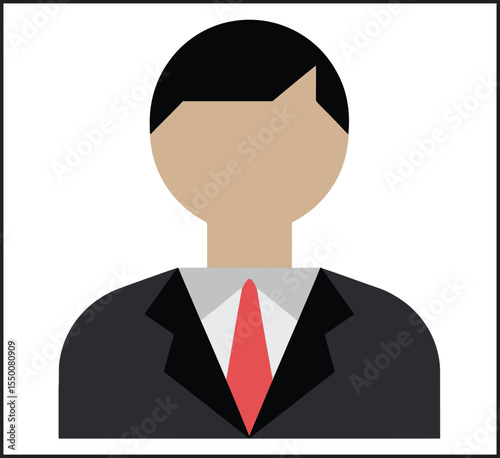 Business Man Avatar Flat Design Icon - Professional Executive User Profile Portrait