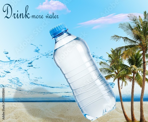 bottle of water on the beach