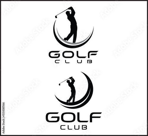 Golf Club Logo Design Collection - Professional Golfer Swing Emblem Icons Set