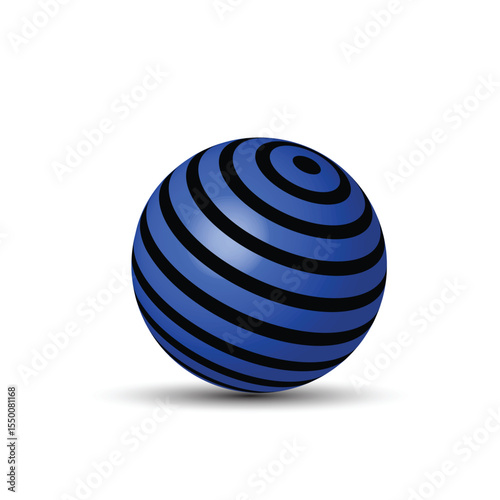 3D Blue and black abstract background with balls and black lines
