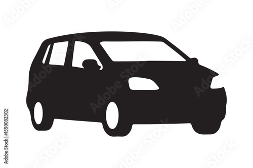 Compact Car Silhouette Icon Black Vehicle Front Side View Vector