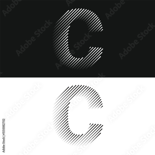 Letter c lines abstract modern art vector illustration