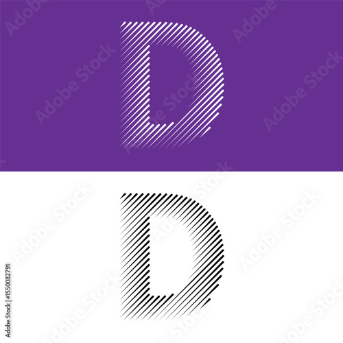 Letter D lines abstract modern art vector illustration