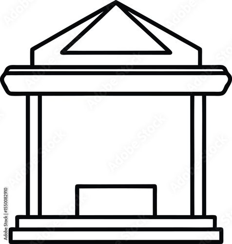 ticket booth icon line art vector illustration on transparent background	
