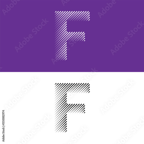 Letter F lines abstract modern art vector illustration