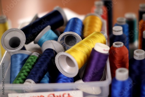 Photos of different color embroidery thread.  