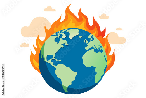 Burning Planet Earth Climate Crisis Vector Art