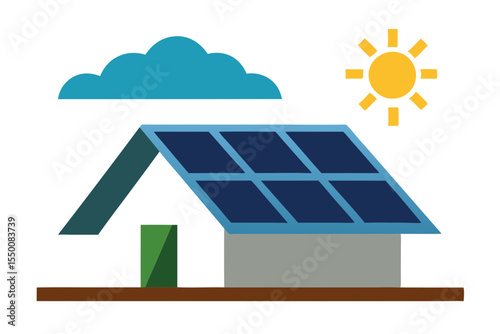 Building Roof with Solar Panels Renewable Energy