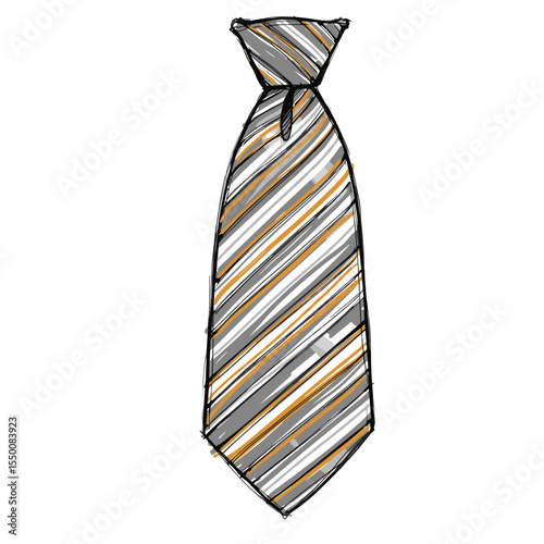 Striped tie with grey and orange colors in a simple design  