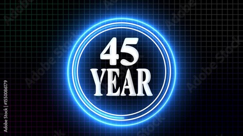 45 Year Anniversary Celebration Graphic Futuristic 45-Year Event Highlight on the black background.