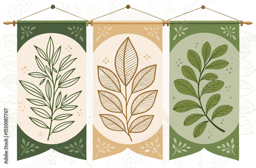 Herbal Banner & Leaf Silhouettes Vector – Minimal Botanical Frames and Foliage Icons | Natural Elements for Organic Packaging, Labels, Eco Branding, Wedding Design & DIY Crafts

