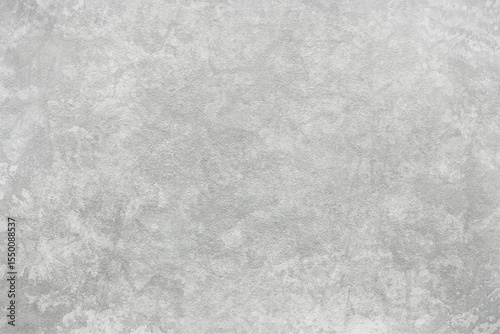 Texture of gray polished concrete background. Light plaster wallpaper with rough cement texture. Empty grunge wall concept or floor backdrop. Abstract surface mockup. Top view, close up, copy space