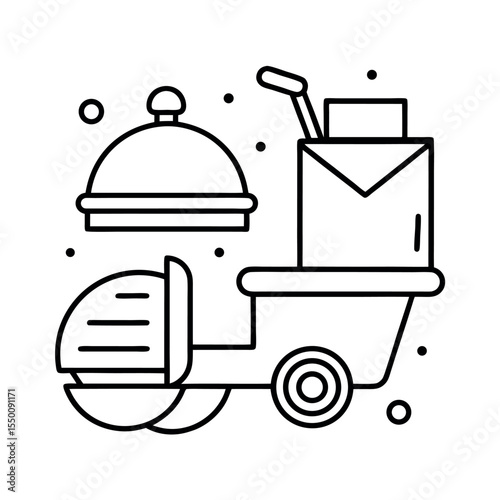 Food Delivery Service Line Drawing Icons