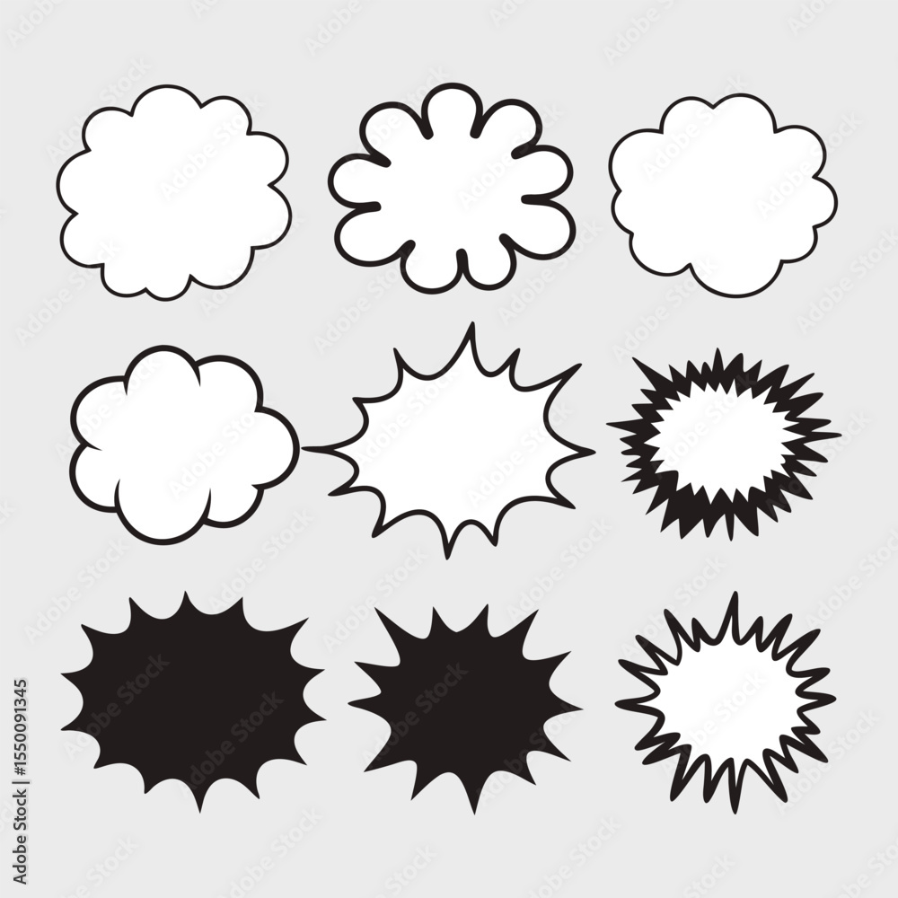 Hand Drawn Black White Speech Bubble Icon Set speech bubbles Hand Drawn Black White Speech Bubble Icon Set speech bubbles