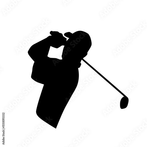 Golf player, isolated vector silhouette. Golf swing logo