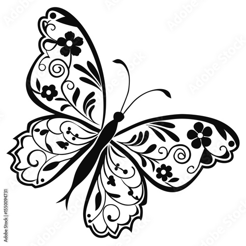 Decorative floral butterfly bold vector design artwork vector