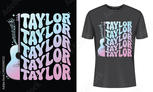 Taylor Guitar Gradient T Shirt Design for Music Lovers and Fans