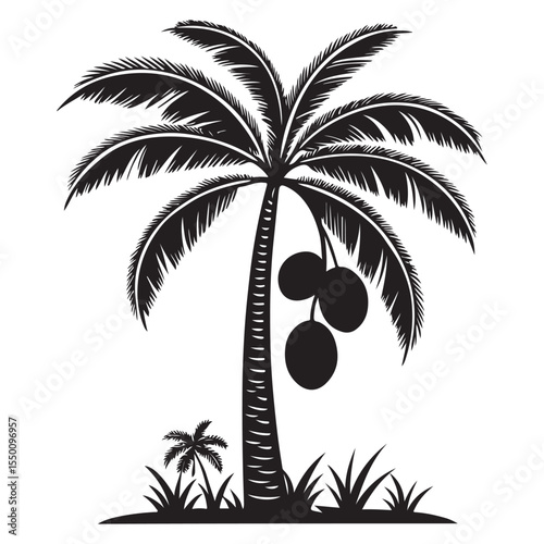 Coconut Tree Silhouette Vector – Tropical Palm Tree Illustration