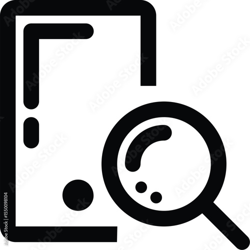 Flat Icon of Smartphone with Magnifying Glass – Perfect for App Search, Mobile UX Design, and Digital Navigation Concepts
