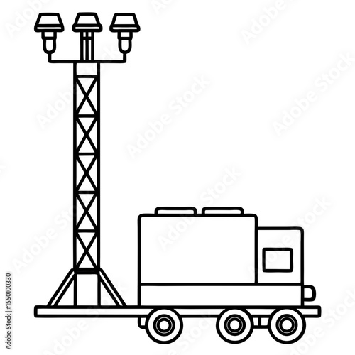 Mobile lighting tower with clean design and straight lines  